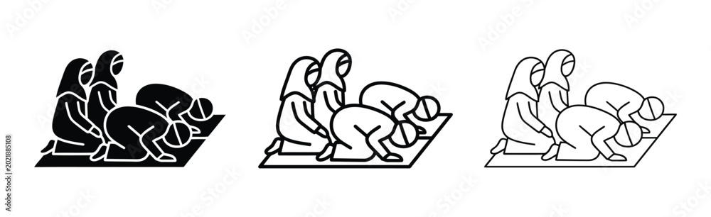 Fototapeta premium Vector muslim family praying on a mat Vector