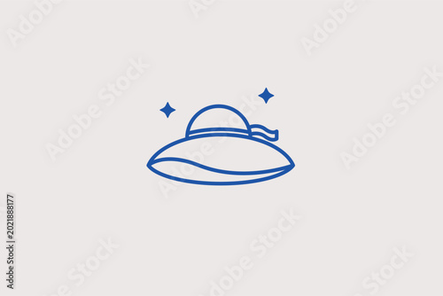 Schilderij op canvas Wide-brimmed sun hat line icon for summer fashion and sun protection