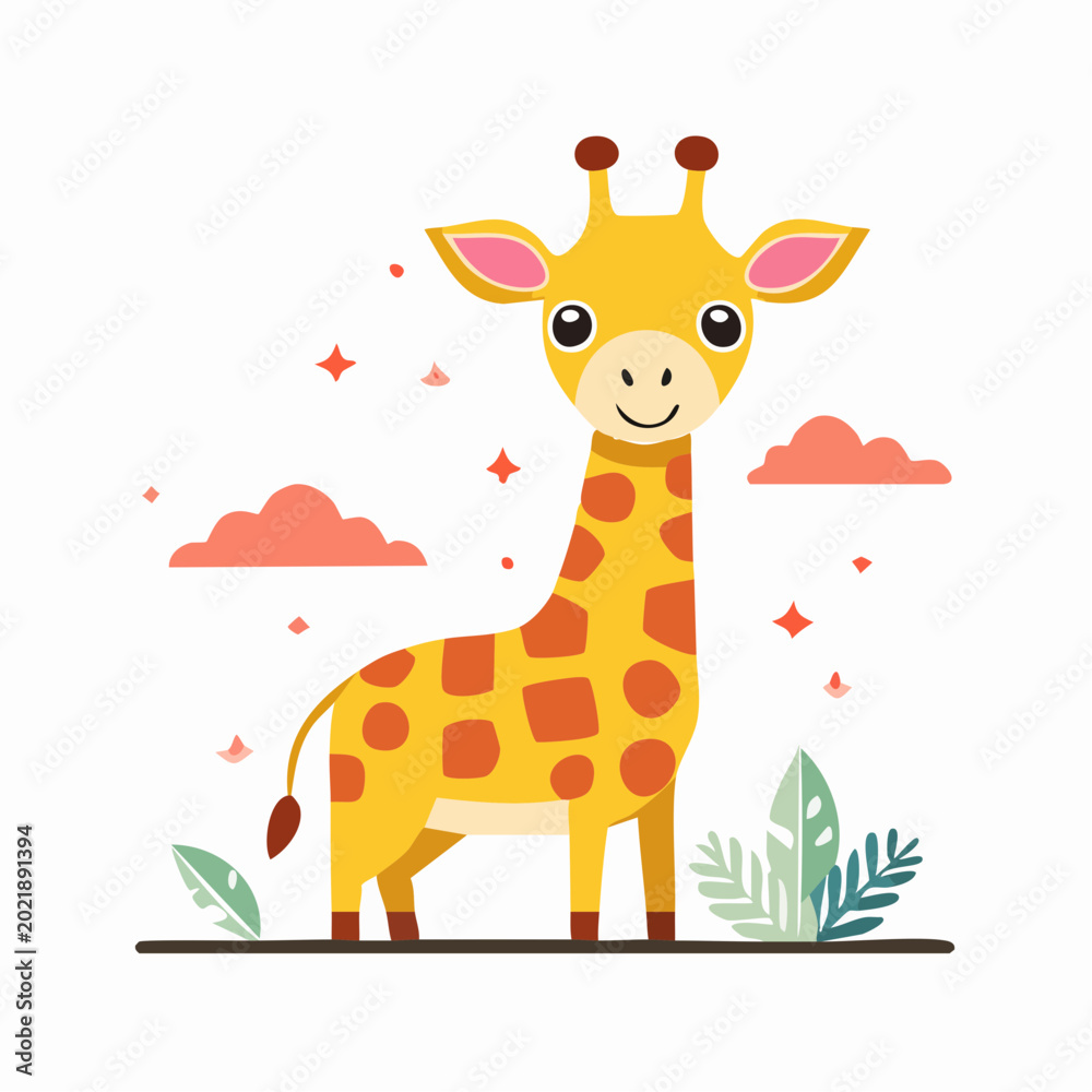 Fototapeta premium Cute Cartoon Giraffe Illustration