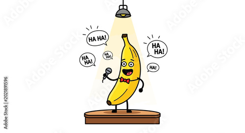 Εκτύπωση καμβά Funny Banana Comedian Performing Stand-Up Comedy on Stage