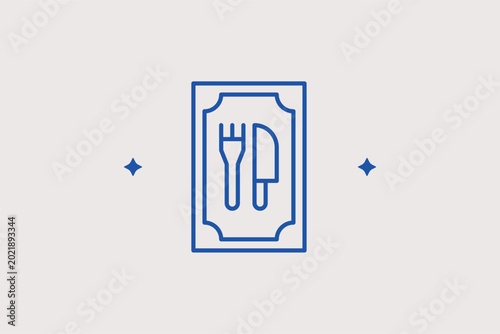 Fotografie Vertical restaurant menu board line icon for street cafes and daily specials