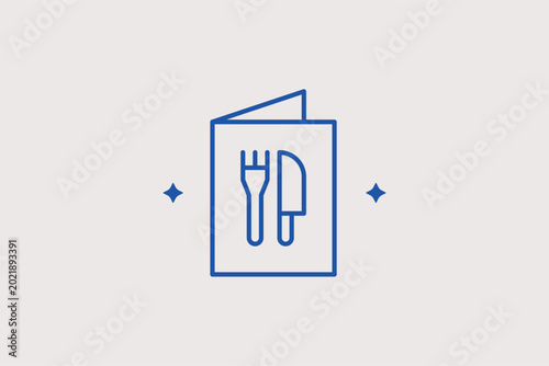 Εκτύπωση καμβά Folded menu card line icon for cafe specials and wine lists