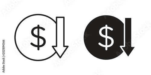 Canvastavla Cost reduction icon symbol. Flat Vector illustration set