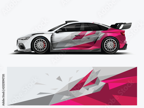 Editable Silver Pink Racing Car Wrap Livery Vector for Motorsport Design