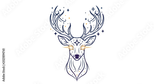 Fotografía Mystical Deer Head with Stars and Celestial Ornaments