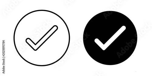 Free Download Checkmark icon in outline and solid style, isolated on white background. Ideal for task completion, approval, and verification features in mobile and web design - GFXLoad