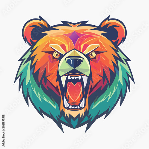 Aggressive Bear Head Illustration