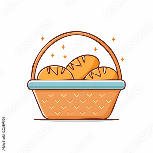 Basket of Freshly Baked Bread Loaves