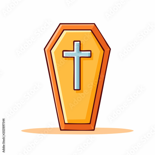 Cartoon Coffin with Christian Cross