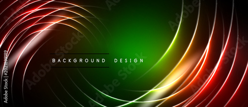 Cuadro en lienzo Abstract neon lines create swirling patterns