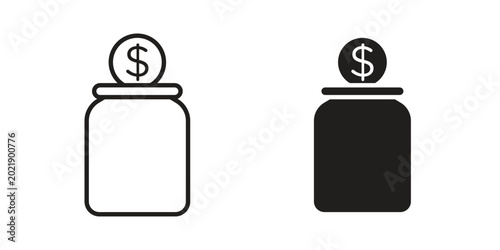 Foto tip jar icon symbol. Flat Vector illustration set