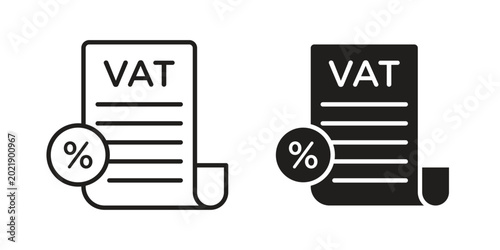 Foto Value added tax VAT icon symbol. Flat Vector illustration set