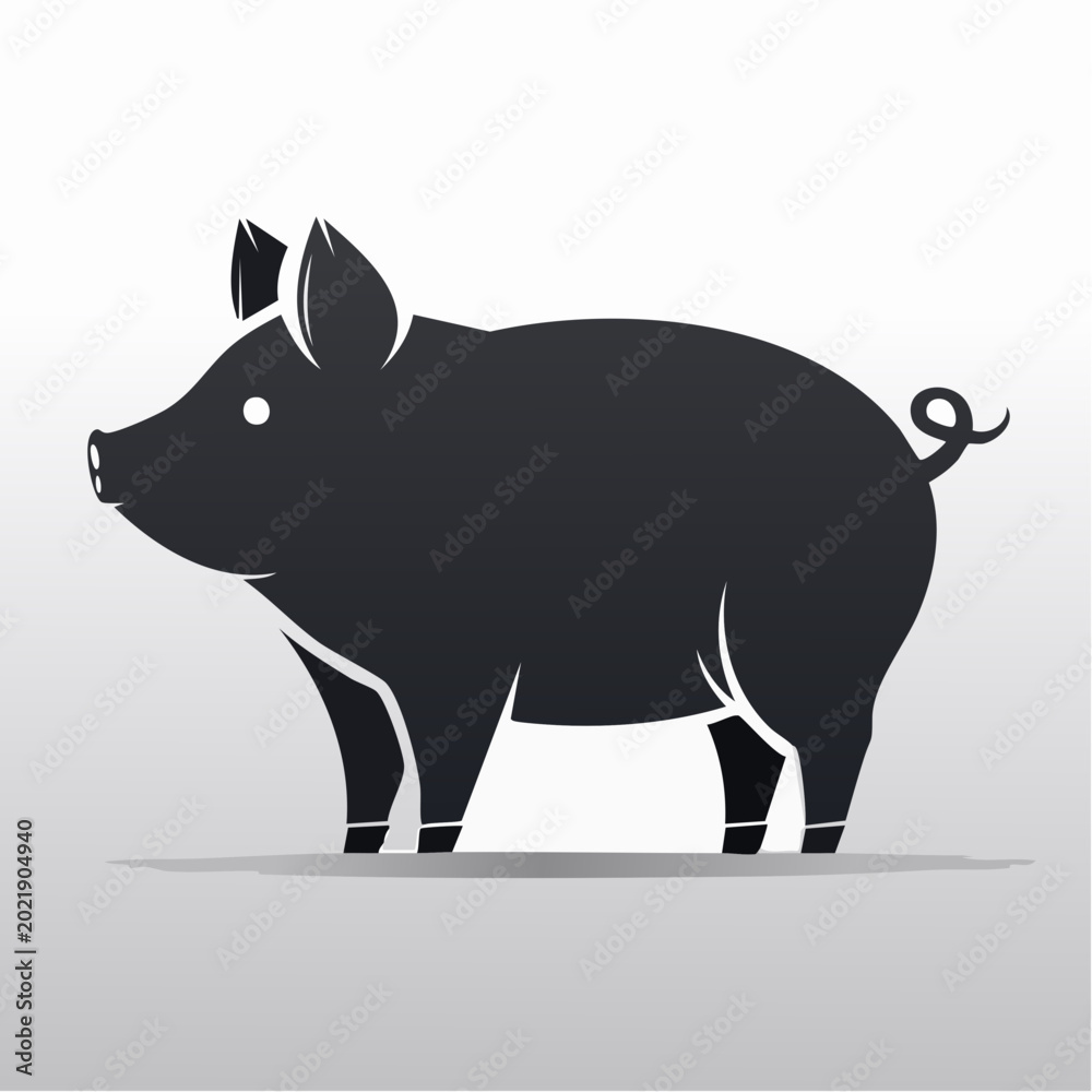 Fototapeta premium Stylized Black Pig Silhouette Icon
