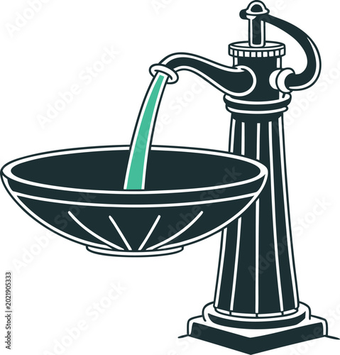 illustration of a faucet with water