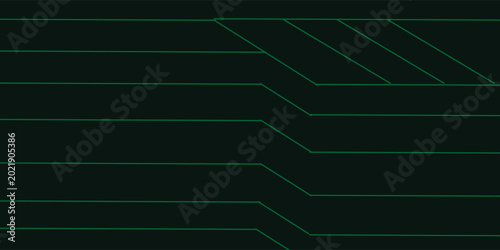 Abstract Dark Technology Circuit Background With Neon Green Lines And Futuristic Digital Grid Pattern