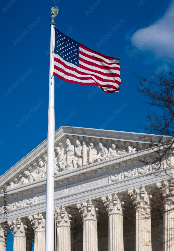 Fototapeta premium Supreme Court institution of legal authority. Supreme Court landmark. Supreme Court building of American justice. Supreme Court facade of constitutional law.