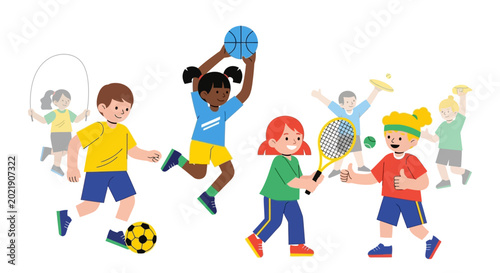Children Playing Sports Together.