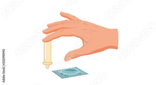 Hand holding a condom for protection and contraception