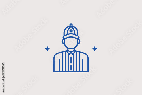 Принти на полотні Baseball umpire in uniform line icon for game officiating and rules