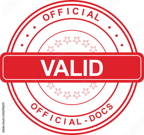 Foto A red official validation stamp on a white background with text