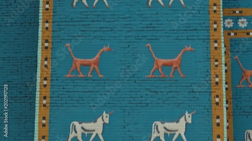 Frescoes on the gates of Babylon on the Tigris River in Mesopotamia