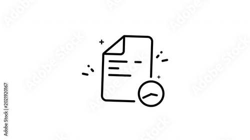 Document deadline animation with clock icon on recent file. Suitable for business presentations, project updates, and time management concepts.
