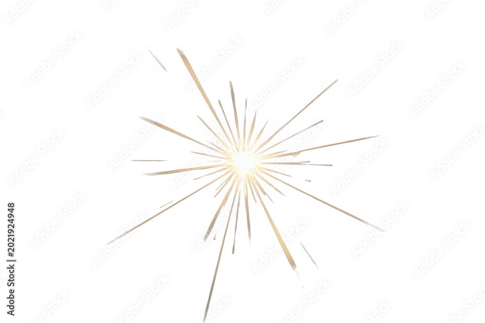 Fototapeta premium Bright golden light burst overlay with radiating rays on transparent background creating shining lens flare effect