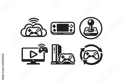 Tableau sur toile Diverse Gaming Icons Representing Digital Entertainment and Console Evolution