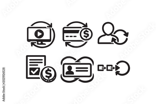 Digital transactions and data flow icons for modern business solutions