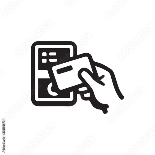 Fotografía Secure Digital Payment Transaction Using a Contactless Card Reader Terminal Icon