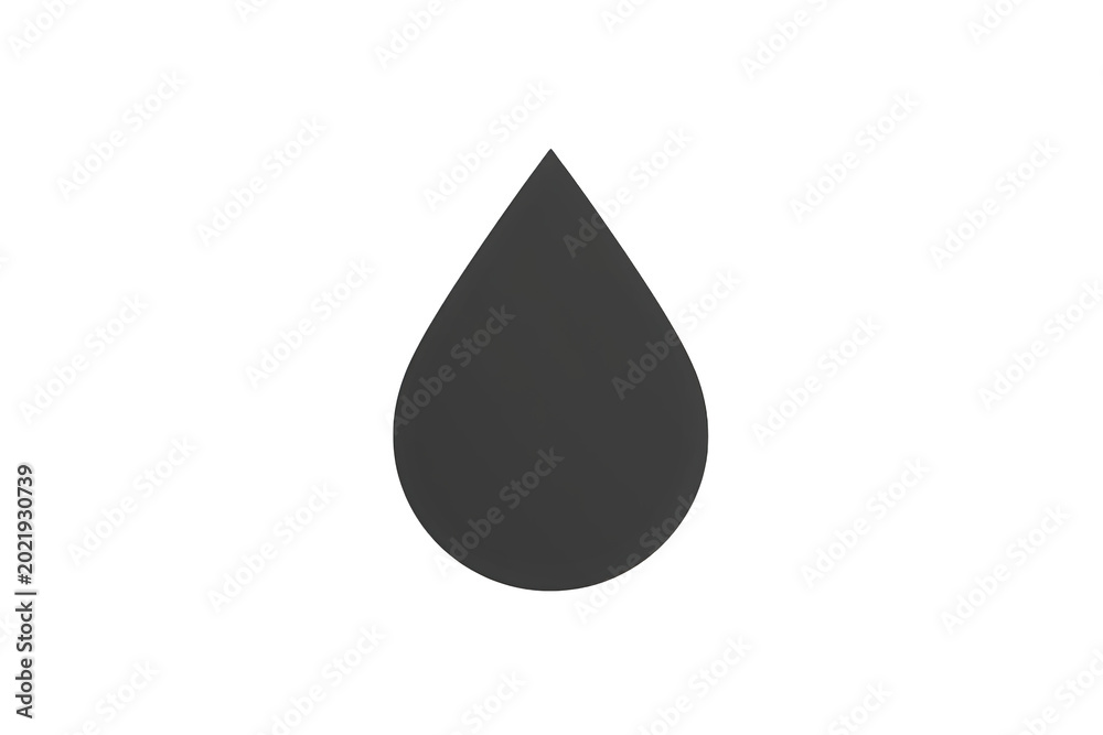 Fototapeta premium Dark grey simple liquid drop symbol icon on a transparent background, representing fluid, oil, or water
