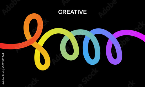 Vibrant rainbow gradient infinity loops on black background