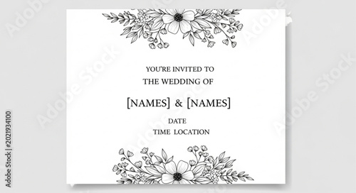 Elegant floral wedding invitation design with text placeholder.