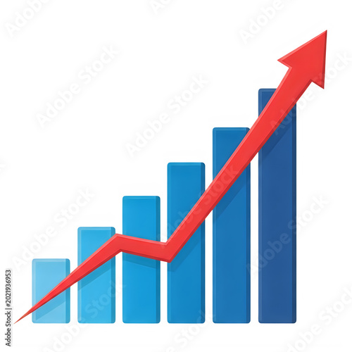 Growing bar and line chart with upward trend