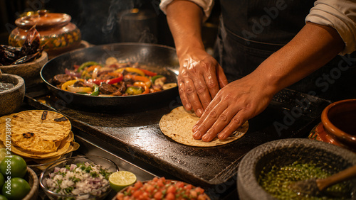 Mexican food cooking tortilla hands traditional kitchen colorful fresh authentic cuisine