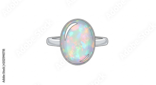 Elegant Oval Opal Ring with Diamond Accents.