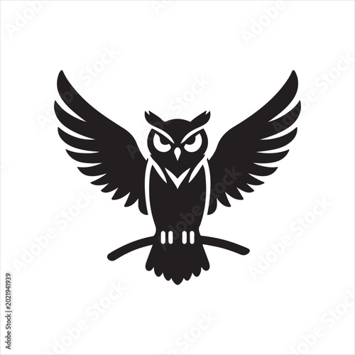 majestic Owl vector silhouette line art concept logo design idea illustration