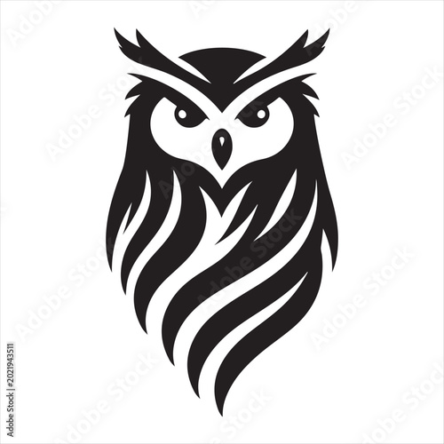 majestic Owl vector silhouette line art concept logo design idea illustration