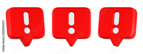 alert icon 3d render square bubble