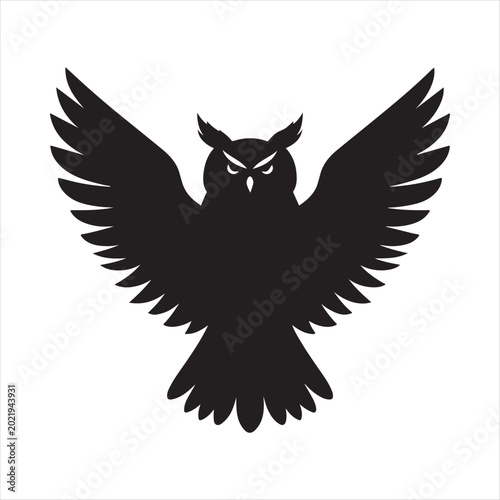 majestic Owl vector silhouette line art concept logo design idea illustration