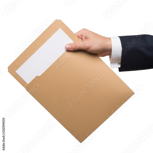 Person holding a brown envelope in hand