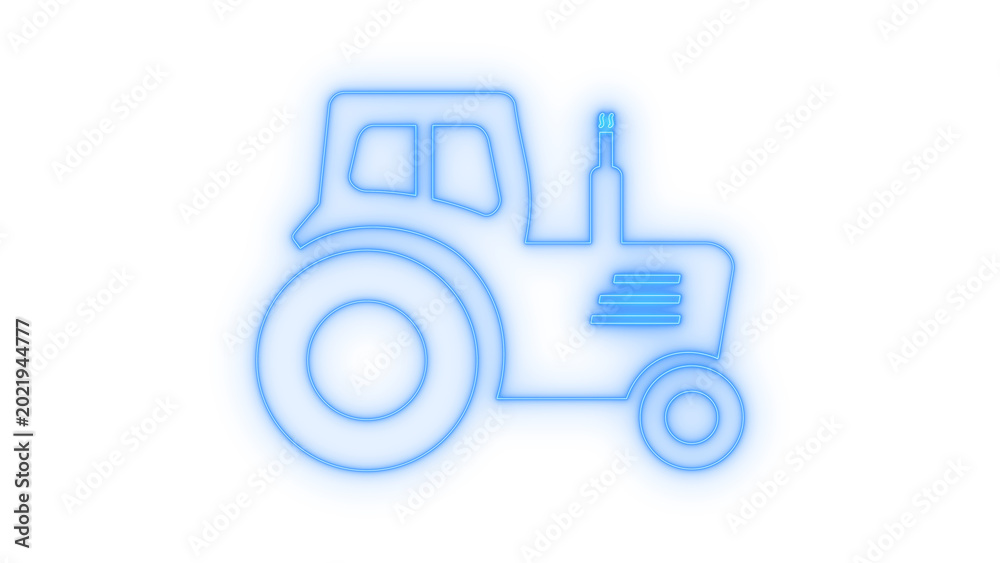 Naklejka premium Colorful neon tractor icon representing farm machinery and agricultural transport for rural industry and harvesting equipment symbols isolated on transparent background
