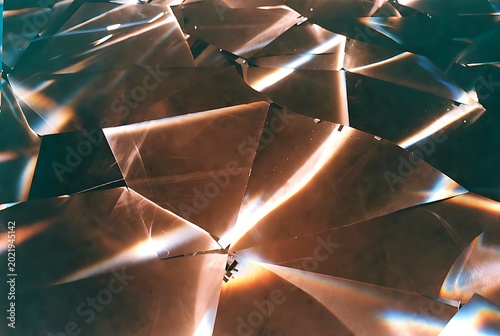 Abstract Light Reflections On Fragmented Surfaces Creating Prismatic Effects And Vibrant Flares