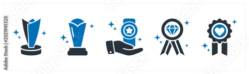 Obraz na płótnie A set of 5 mix icons as award, trophy, reward