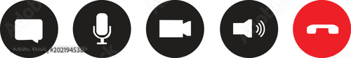 Foto Minimalist video conference icon set, flat digital communication symbols for onl