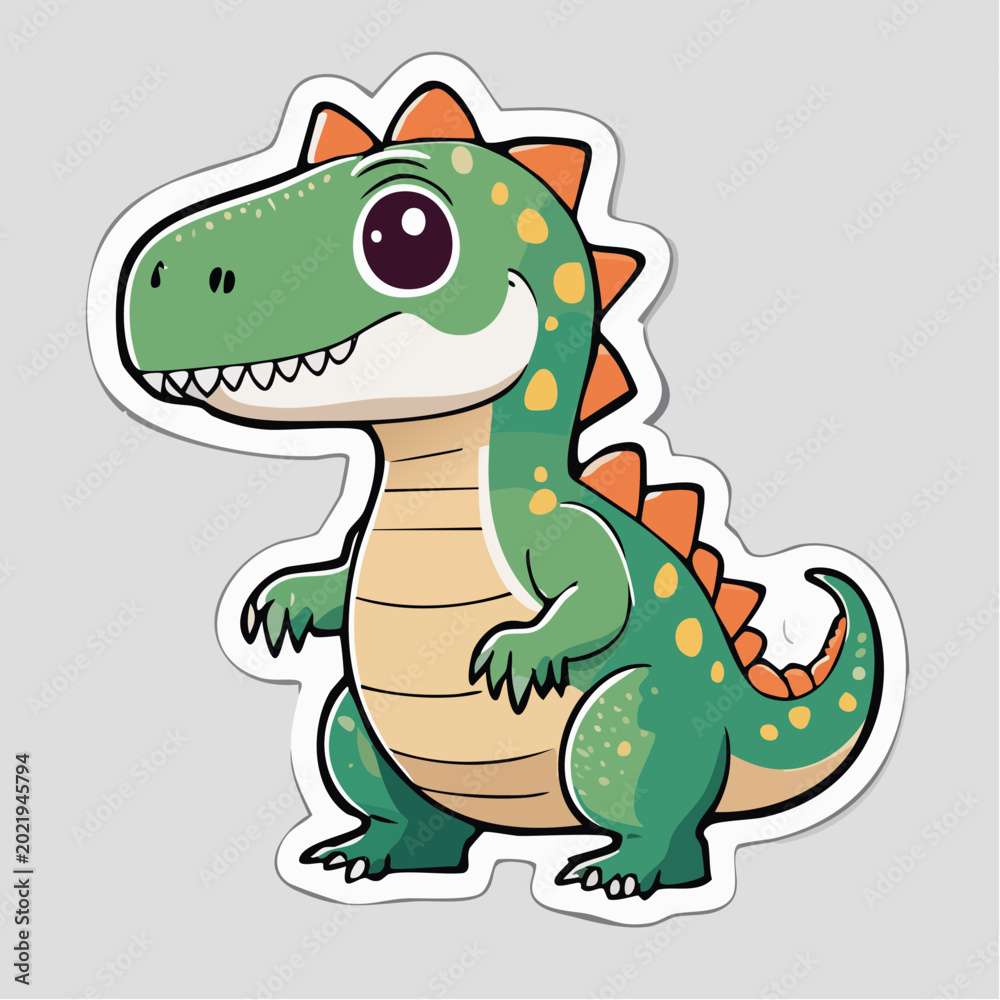 Fototapeta premium Cute Cartoon Dinosaur Sticker