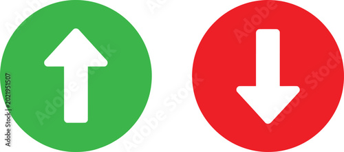 Free Download Green circle with white up arrow and red circle with white down arrow icons for business and navigation design Vector - GFXLoad