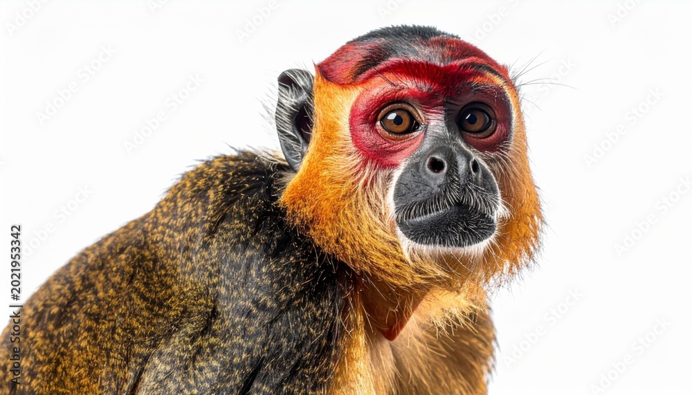Fototapeta premium Close-up of a red-faced monkey looking curiously ahead.
