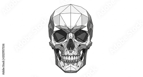 Bild auf Leinwand Geometric Skull Illustration Low Poly Style.