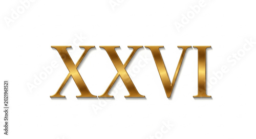 Photos Golden Roman Numeral XXVI Thirty Six Isolated.